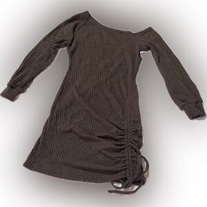 Lush Brown Ribbed Long Sleeve Dress Lg NWT
